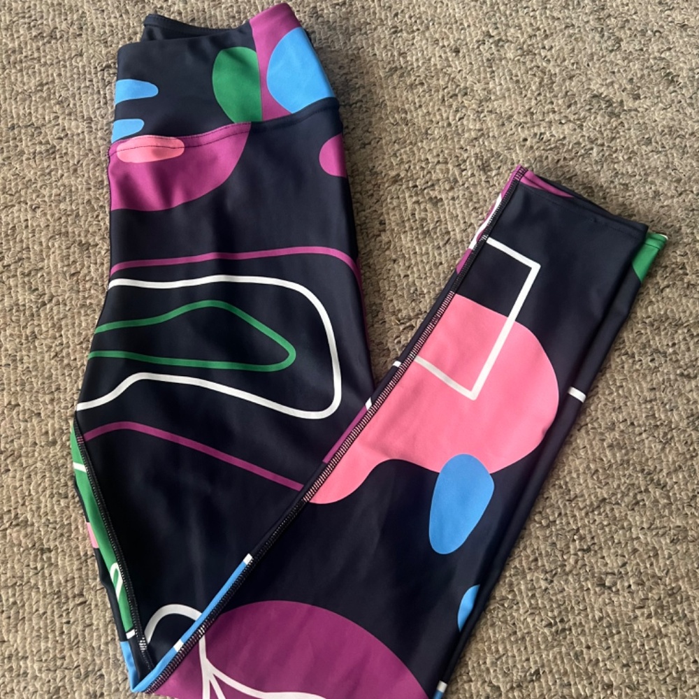 Loony Legs Black Blue Leggings Women's Medium M